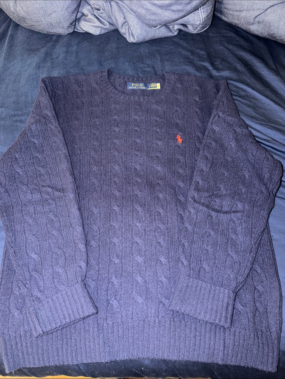 Polo Ralph Lauren Wool-Cashmere Crewneck Sweater Size L in Navy - MSRP $165